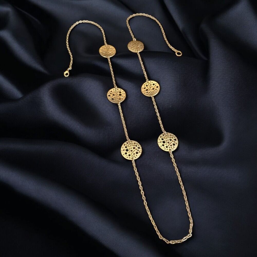 New Long Layering Necklace Matte Gold Stations Design 9C